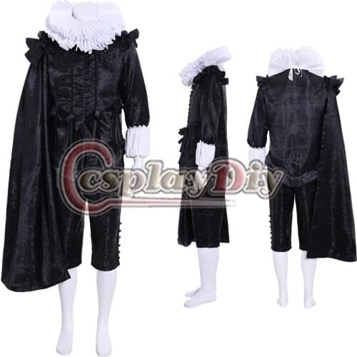 Cosplaydiy Tudor Elizabethan Mens Black Outfit Tulip Fever Cornelis Sandvoort Cospaly Costume L320