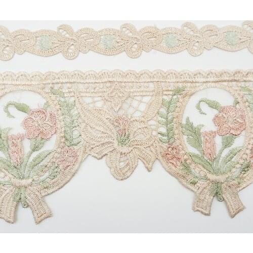 Cusack 1 meter Embroidery Flower Lace Ribbon Trims for Home Textiles Sofa Curtain Trimmings Dress Costumes Applique 12.0 cm 3 cm