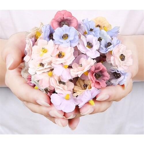 30Pcs 3mm Mini Daisy Decorative Flower Artificial Silk Flowers Party Wedding Decorations Home Wall Decor DIY Sewing Accessories