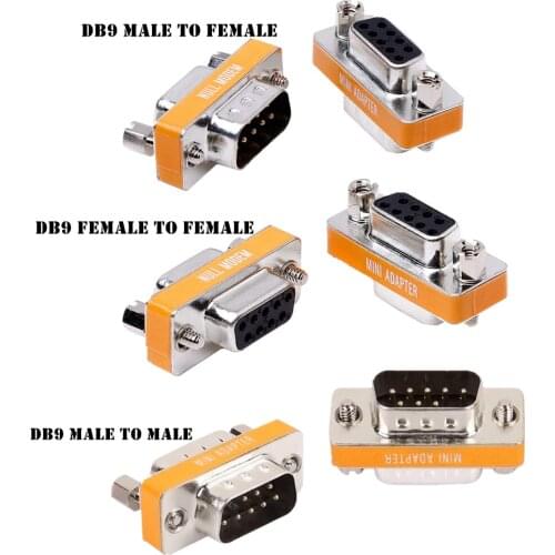 DB9 Null Modem Adapter RS232 Male to Male & Female to Female & Female to Male Serial Mini Cable Gender Changer Coupler Connector