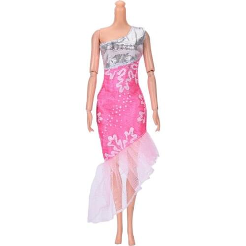 Kids birthday toy Fashion Print Sequin Lace Mermaid Dress for Minis Dolls Party Princess Dresses
