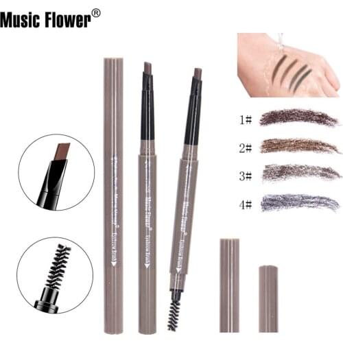 Music Flower Double-headed Automatic Makeup Waterproof Not Easy to Dye Eyeliner Pen Eyebrow Pencil Cosmetic Gift for Women