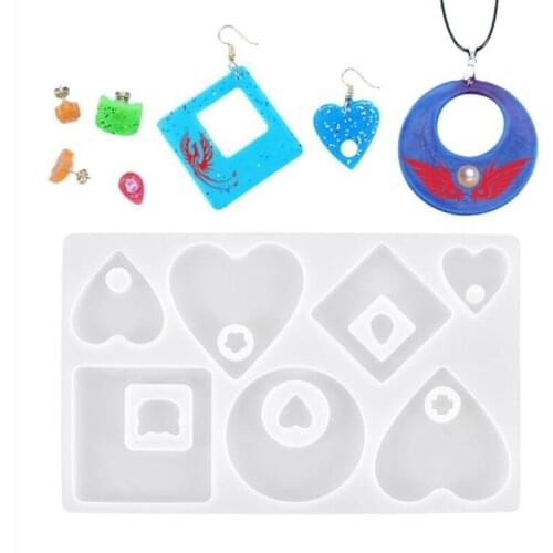 DIY Crystal Drop Earring Pendant Geometric Mold Love Earrings Sweater Chain Handmade Silicone Mold