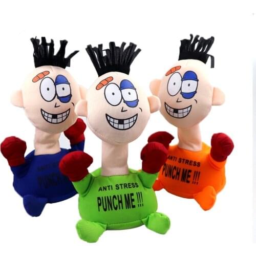 23cm Punch Me Plush Toys Electric Cartoon Hit Me Beat Me Stuffed Dolls Stress Relief Anti-stress Toys Kids Gifts