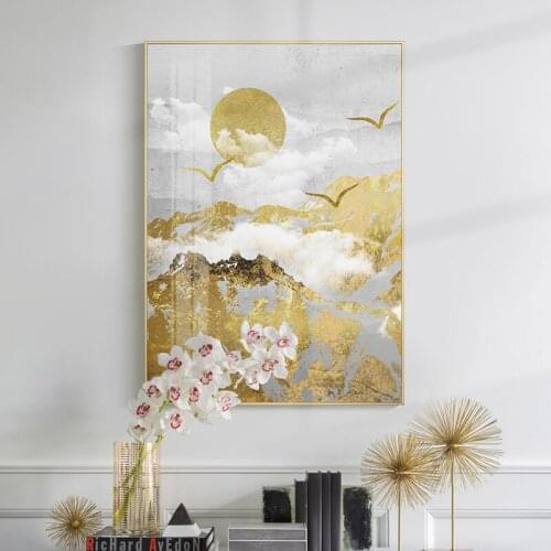 Canvas Painting Yellow Modern Poster and Print for Living Room Hill Abstract Decorative Picture Wall Art for Interior Home Decor