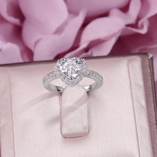S925 Silver Rings For Women Fine Jewelry Cubic Zirconia White Heart Ring Bridal Wedding Engagement Ringen Accessories Jewelen