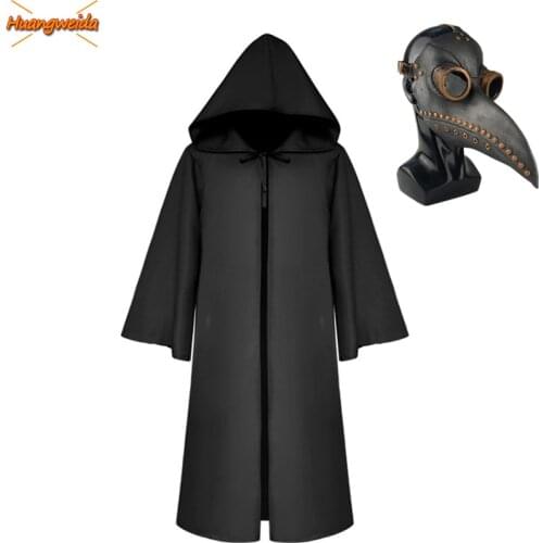 Plague Doctor Costume Kids Cosplay Carnival Halloween Costume for Kids Black Death Costume Plague Doctor Mask Steam Punk Mask