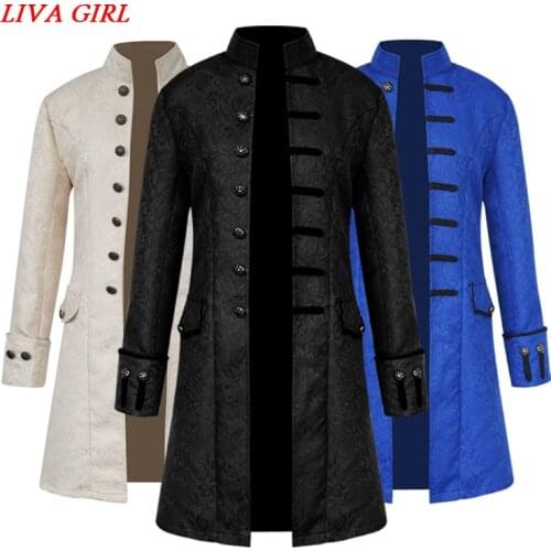 Middle Ages Prince Punk Steampunk Jacket Long Sleeve retro mens uniform Costumes Coat Steampunk Retro Halloween cosplay