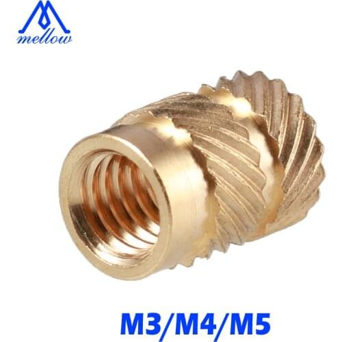 M3-M5 Brass Hot Melt Inset Nuts Heating Molding Copper Thread 3D Printer SL-type Double Twill Knurled Injection Brass Nut