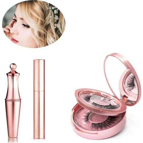 Genailish Hot Magnetic Liquid Eyeliner & False Eyelashes & Tweezer Makeup Set Natural Handmake Waterproof Long Lasting Eyeliner