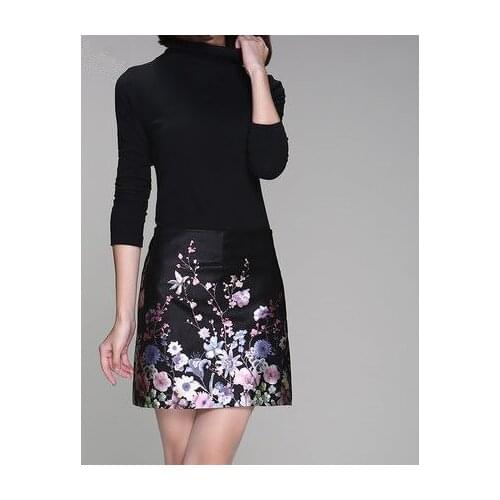 Top brand Leather New Print Skirt K161 high quality