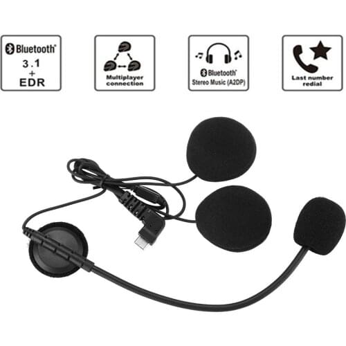 New BT-S2 BT-S1 Motorcycle Helmet Intercoms Handsfree Motorbike Bluetooth Headset 2 Pcs Earpiece Type-c interface Microphone