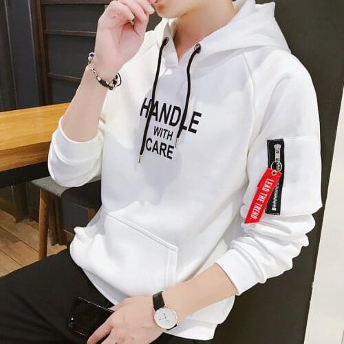 Vintage Sweatshirt Men Printed Letter Korea Style Hoodies Hooded Male Zipper Teenage Boys Pullovers Sweatshirts Men Clothing 4XL