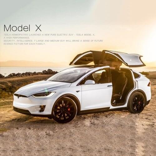 New Diecast Model Cars 1:32 Alloy Tesla MODEL X Miniature Scale Metal Vehicles for Children Collection Boys Gifts Christmas Toy
