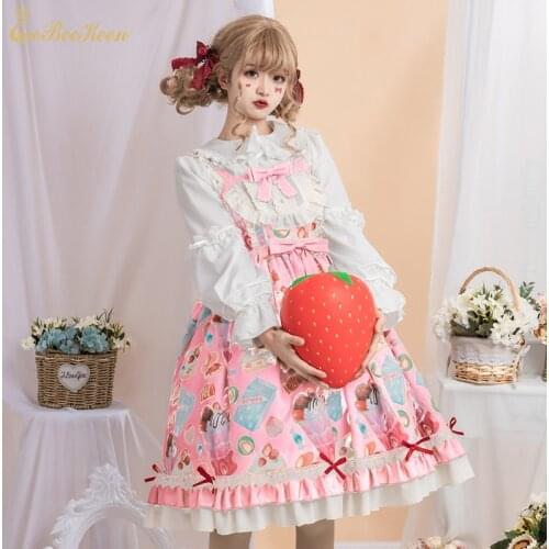 Adult Pink Desser Princess Dress Sweet Lolita Dress Cute Girls Halloween Cosplay Party Lolita JSK Dress Women Cosplay Costume