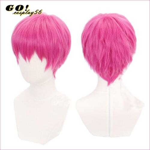 The Disastrous Life of Saiki K. Cosplay Glasses Saiki Kusuo Men Short Rose Pink Synthetic Hair
