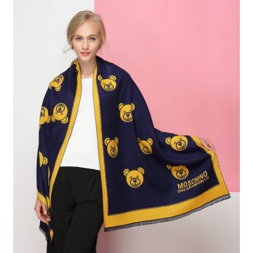 Autumn and winter 2020 new European and American style womens scarf lovely bear tower double-sided Cashmere Scarf Shawl woman