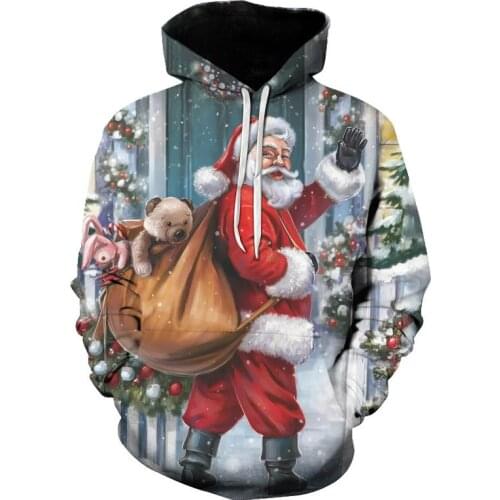2021Fashion Autumn And Winter Christmas Sweater 3D Print Oversized Hooded Sweater Unisex Man Woman Funny Ugly Christmas Sweater