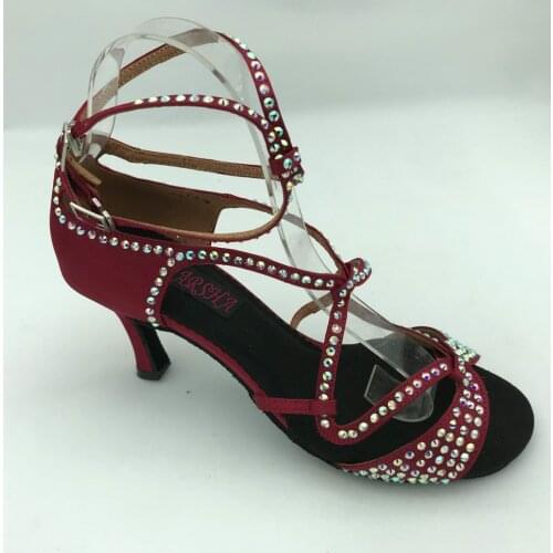 Fashional womens latin dance shoes salsa ballroom tango dance shoes with rhinestones 6221B