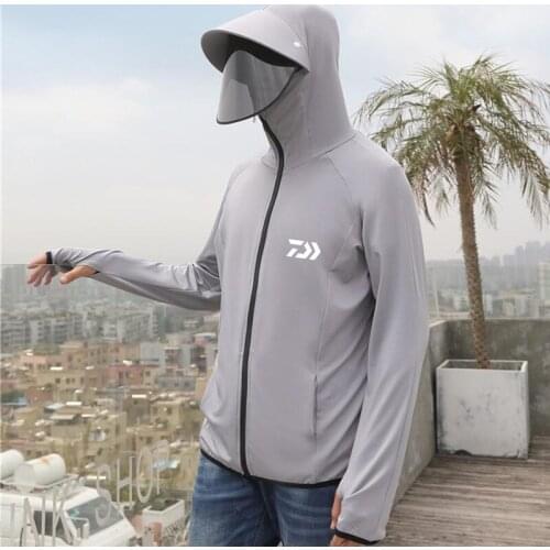 Outdoor Sports Thin Fishing Shirt Uv Protection Breathable Ice Silk Hooded Coat Casual Windproof Fishing Jerseys Jacket