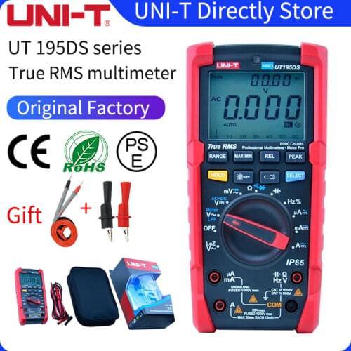 UNI-T UT195E/UT195M/UT195DS Professional Multimeter True RMS ACV 750V 5kHz bandwidth IP65 rating 2m drop proof CAT III 1000V