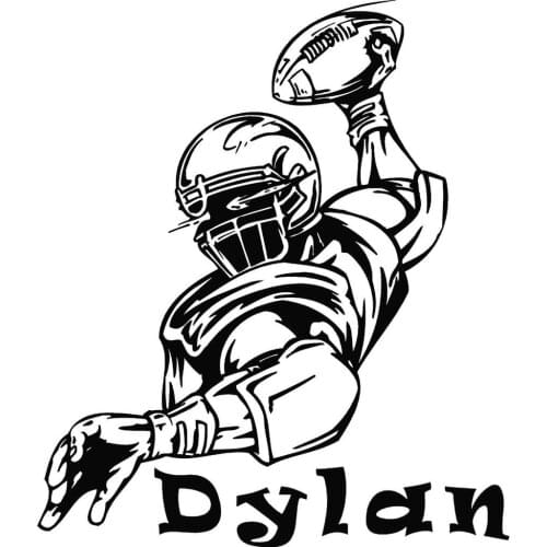 Personalized Name Soccer Player Vinyl Wall Stickers For Teens Boys Bedroom America Football Sports Wall Art Decal Mural JW180