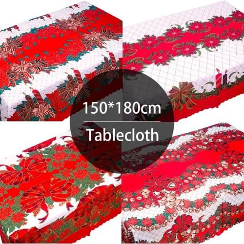 Christmas Printed Tablecloth Waterproof Environment Protection Polyester Antifouling Tablecloth Decorations For Christmas Party