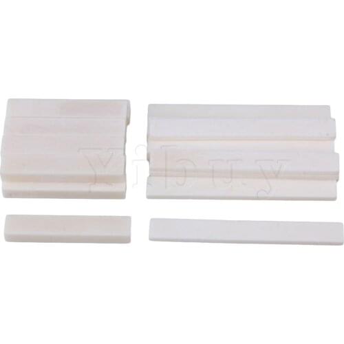 Yibuy 10 Sets White Guitar Parts Classical Guitar Blank Bone Nut and Saddle Set DIY