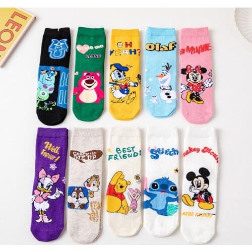 Disney korean style Funny Women socks Cartoon Animal Mickey Donald women socks cute Harajuku Cassual Cotton Girl sock Size 35-42