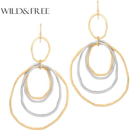Wild&Free 2018 New Top Quality Bohemian Irregular Circle Earrings For Women Multi Color Dangle Earring Fashion Jewelry Wholesale