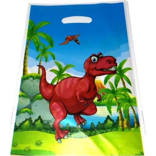 100pcs/lot Events Decorate Kids Boys Favors Loot Bag Happy Baby Shower Dinosaur Theme Candy Gifts Bags Birthday Party Supplies