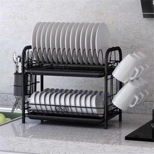 2/3 Tiers Dish Drainer Kitchen Drying Rack Holder Plates Cup Tableware Bowl Shelf Basket