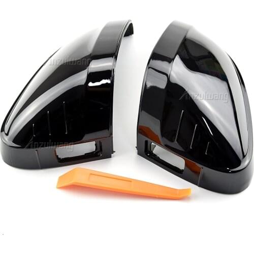 2X ABS Rearview Mirror Bright black Side Covers Cap For Audi A4 B9 allroad Quattro Sline A5 S5 RS5 Sportback Coupe Cabrio