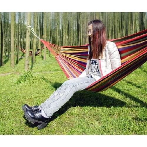 200*80cm Outdoor Portable individual rainbow hammock camping Parachute cloth Dormitory canopy colour Canvas Stripe swing hammock