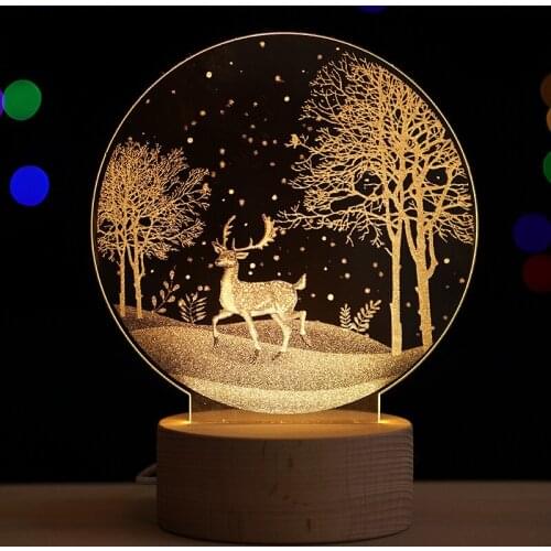 3D Led Night Light Christmas Childrens Gift Lamp Fixtures Astronaut Deer Bedside lamp Home Decoration Lamp Free Shipping