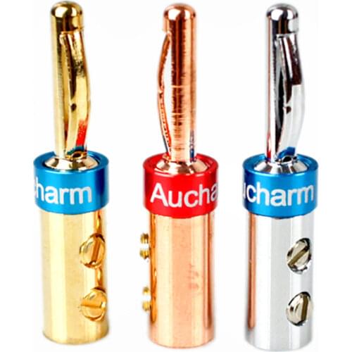 4Pcs 4N Purple Copper/Gilded/Rhodium plated/Solder Free Banana Plug For DIY Audio Speaker Cable