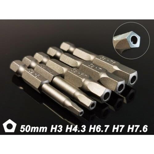5Pcs Set 50mm Pentagonal Screwdriver Drill Bits Magnetic Pentagon Head Screw Driver 1/4" Hex Shank S2 Power Hand Tools Kit