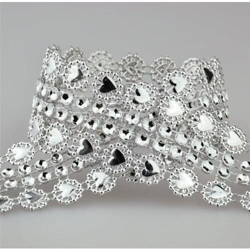 5yards/lot 27mm Love Rhinestone Roll Tape Tulle Crystal Mesh Wrap Ribbons Cake Wedding Decoration Glitter Charming Bling Diamond