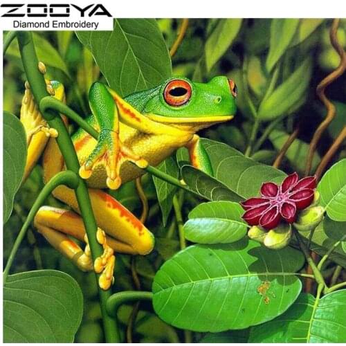 5D DIY Diamond Painting Frog Crystal Diamond Painting Cross Stitch Flower &Frog In Tree Animal Needlework Home Decorative BJ1118