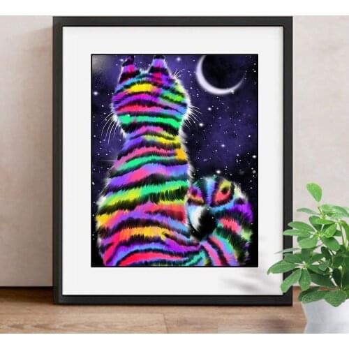 5D Diamond Painting Colourful Cat Full Square Drill Picture Of Rhinestone Diamond Embroidery Animal Paint With Diamonds