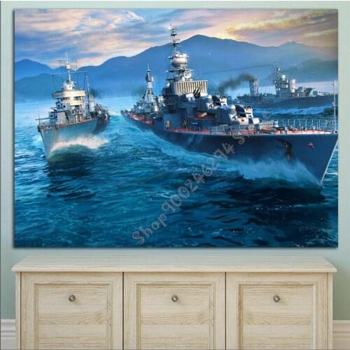 Painting DIY Diamond Painting diamond large size World Of Warship Ships Destroyers Art Home Decor Embroidery 5d mosaic FF3525