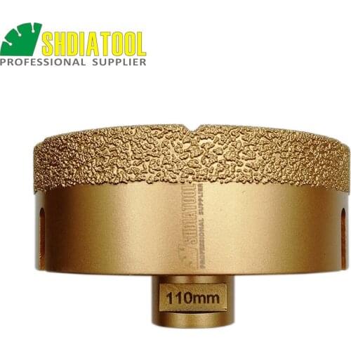 SHDIATOOL Diameter 110mm Vacuum brazed diamond drilling core bits with 15MM Diamond height M14 Drill bit porcelain tile hole saw