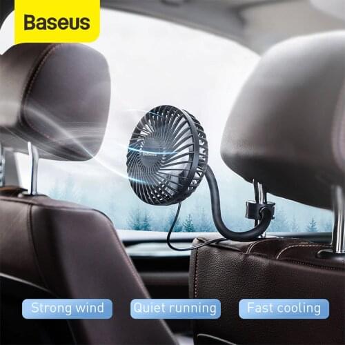 Baseus Car Fan 360 Degree Rotating Air Vent Conditioner Cooling Fan Auto Backseat Air Vent USB Cooling Fan Auto Mini USB Fan