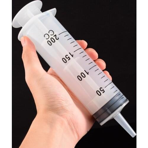 200ml Plastic Large Syringe Tube with 1m Length Silicone Tube For Hydroponics Lab Medical Tool Nutrient Measuring