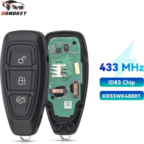 Dandkey Remote Control Key For Ford Focus C-Max Mondeo Kuga Fiesta B-Max 434/433MHz 4D83 Chip KR55WK48801 3 Buttons Car Key