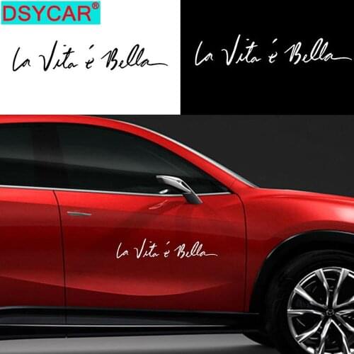 DSYCAR Life Is Beautiful LA VITA E BELLA Words Reflective Window Trunk Car Sticker Car Styling Bumper Stickers Decals Waterproof