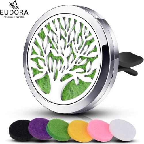 Eudora 316L stainless steel hollow perfume oil clips essential oil diffusion car outlet perfume clip tree of life Car fragrance