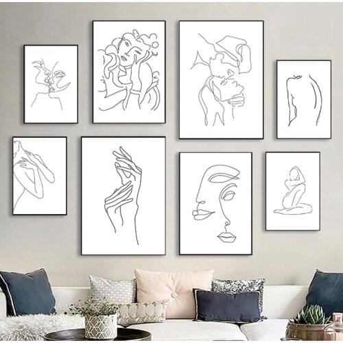 Art Minimalist Posters and Prints for Girl Bedroom Abstract Lady Line Body Figure Picture Home Decor Nordic Canvas Painting Wall