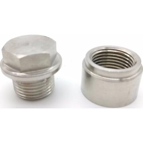 Oxygen Sensor Weld Bung M18x1.5 Stainless Steel 304 Nut fitting O2 universal standard(1 Bungs/1 Plugs)