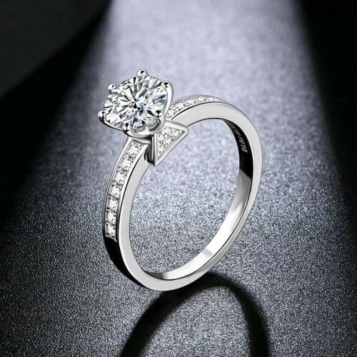 UMQ Moissanite Rings for Women 1.0 Carats D Color S925 Sterling Silver Rings Luxury Ring for Engagement Anniversary New
